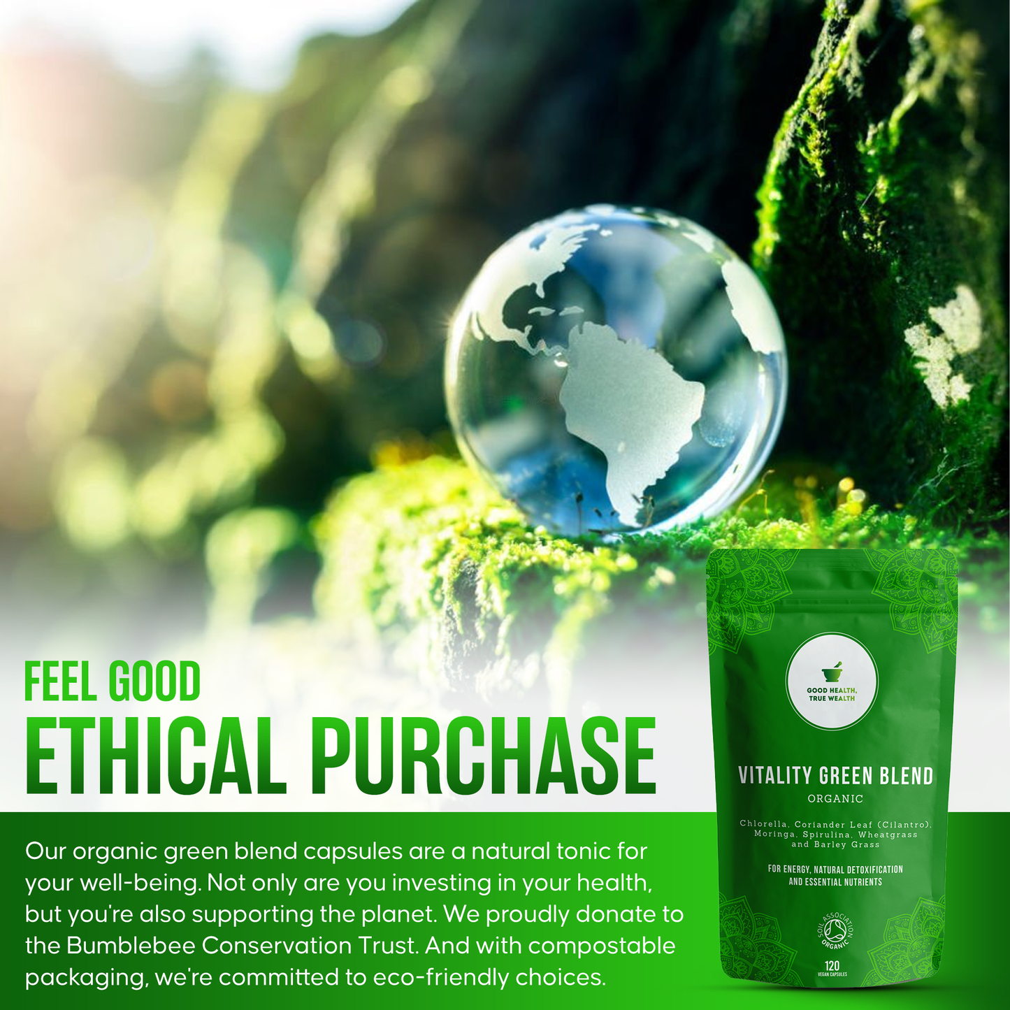 Vitality Green Blend Capsules - Organic Energy Greens