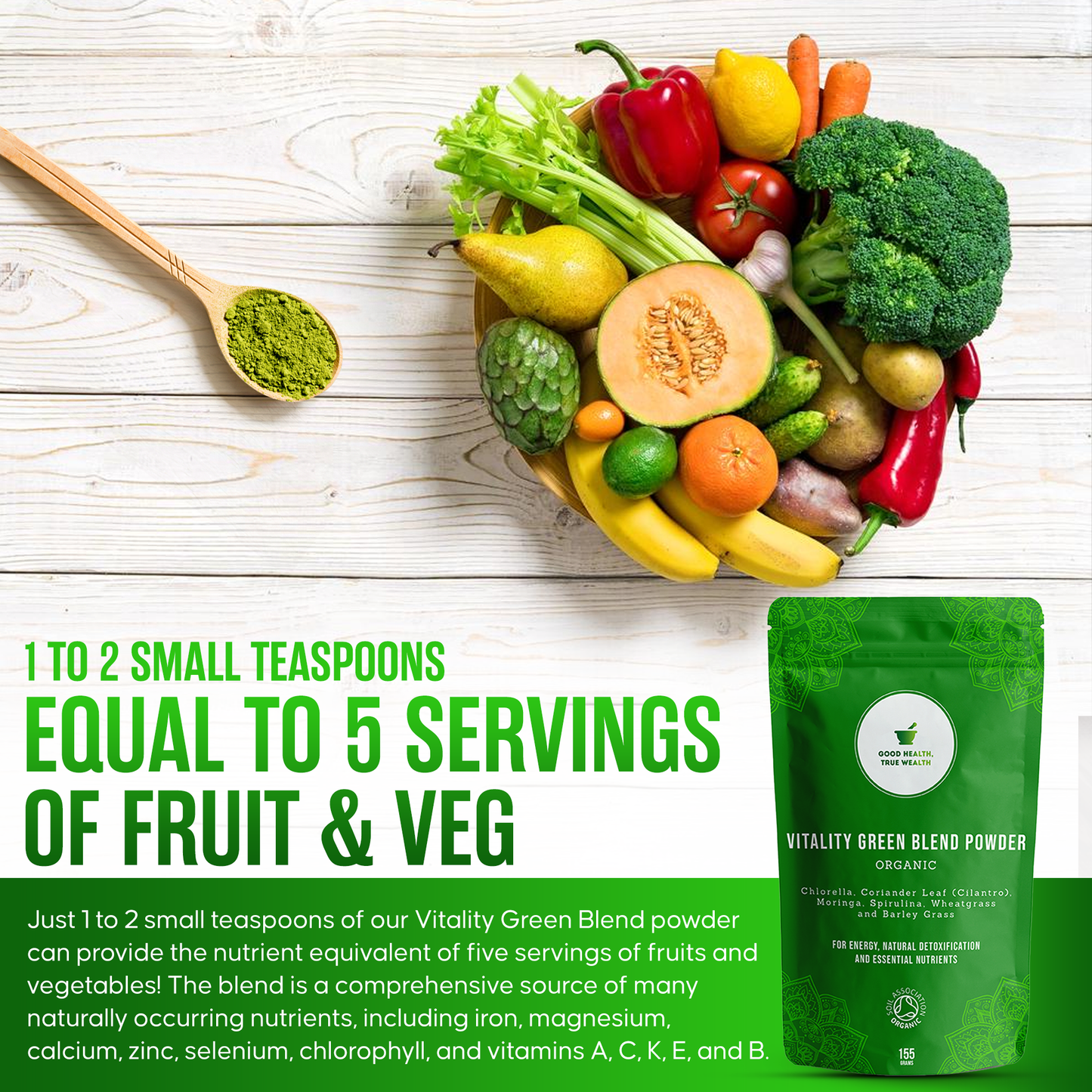 Vitality Green Blend Powder - Organic Energy Greens