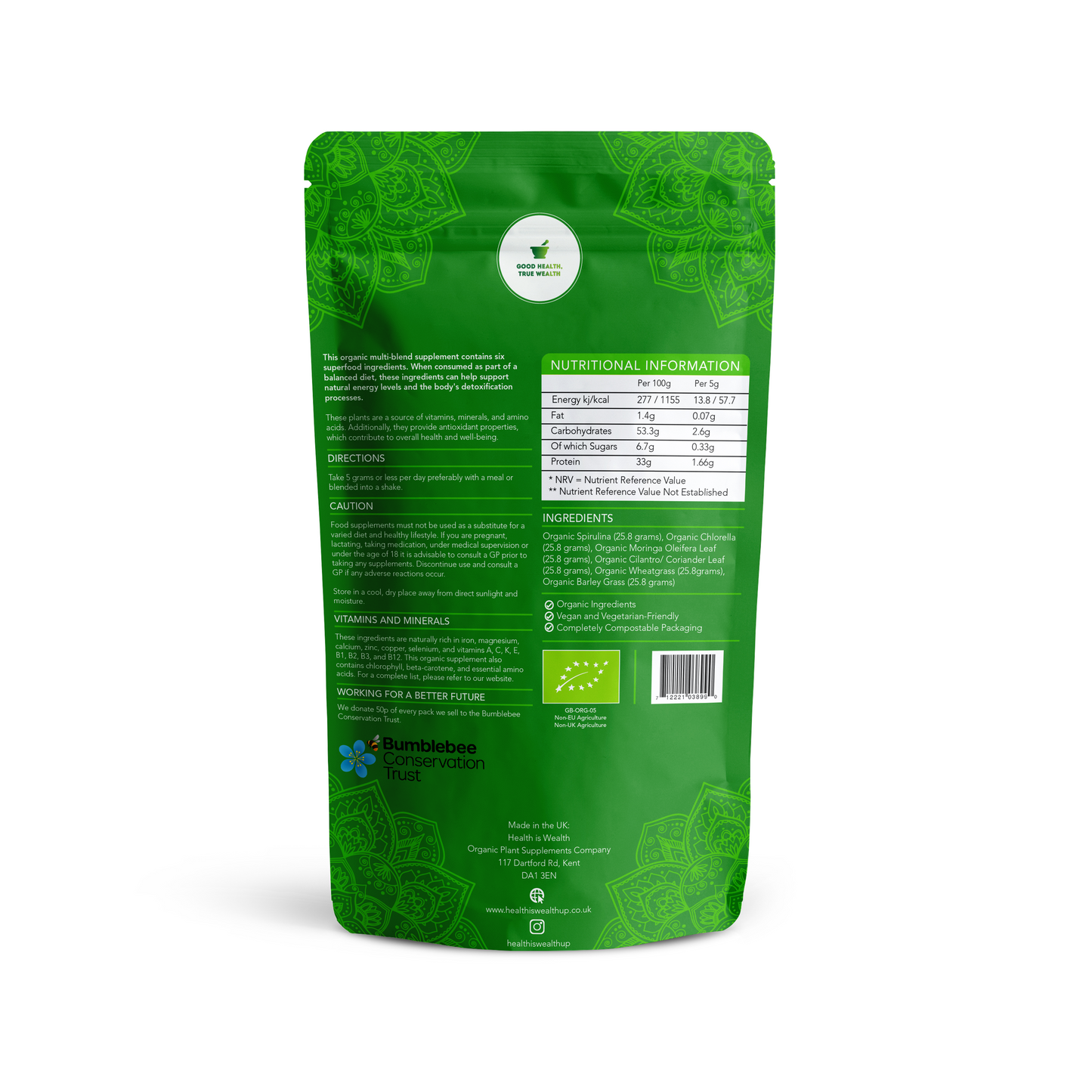 Vitality Green Blend Powder - Organic Energy Greens
