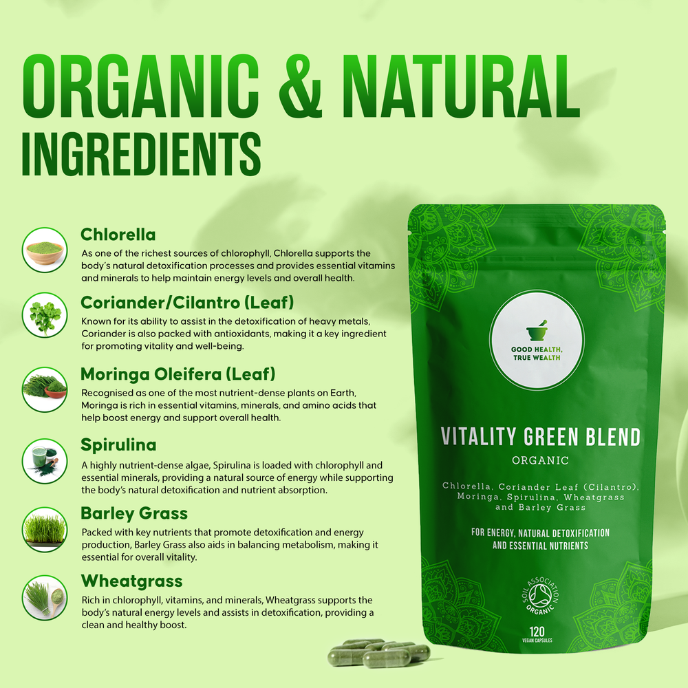 
                  
                    Vitality Green Blend Capsules - Organic Energy Greens
                  
                