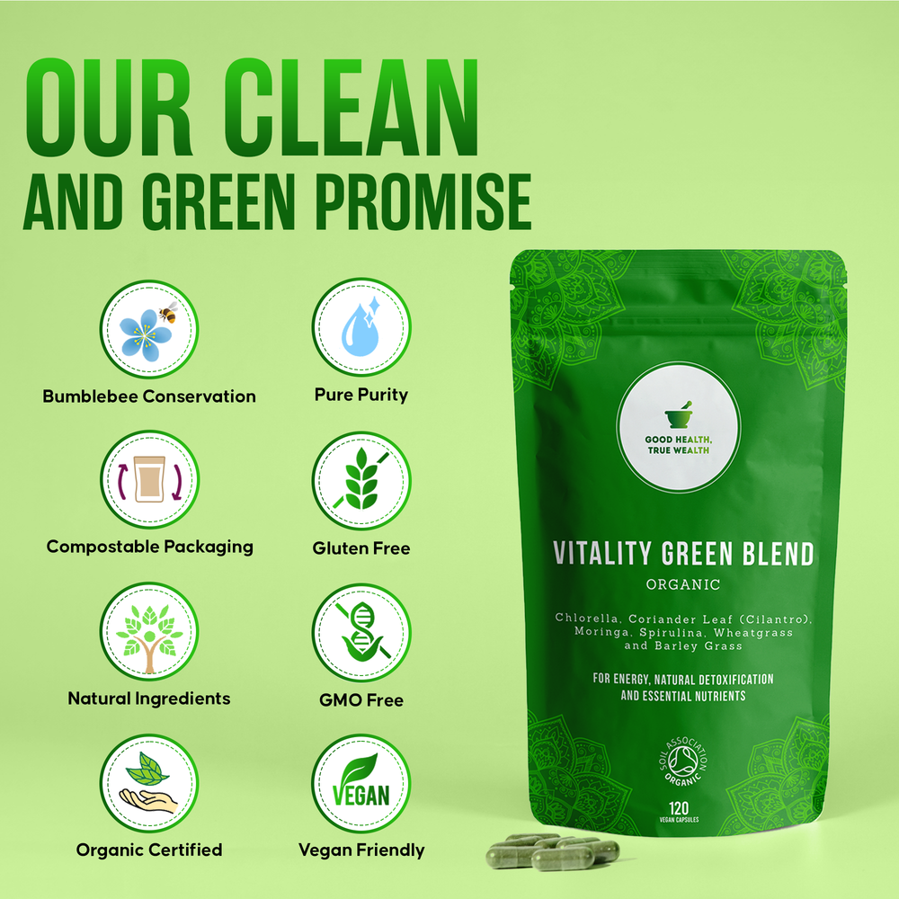 
                  
                    Vitality Green Blend Capsules - Organic Energy Greens
                  
                