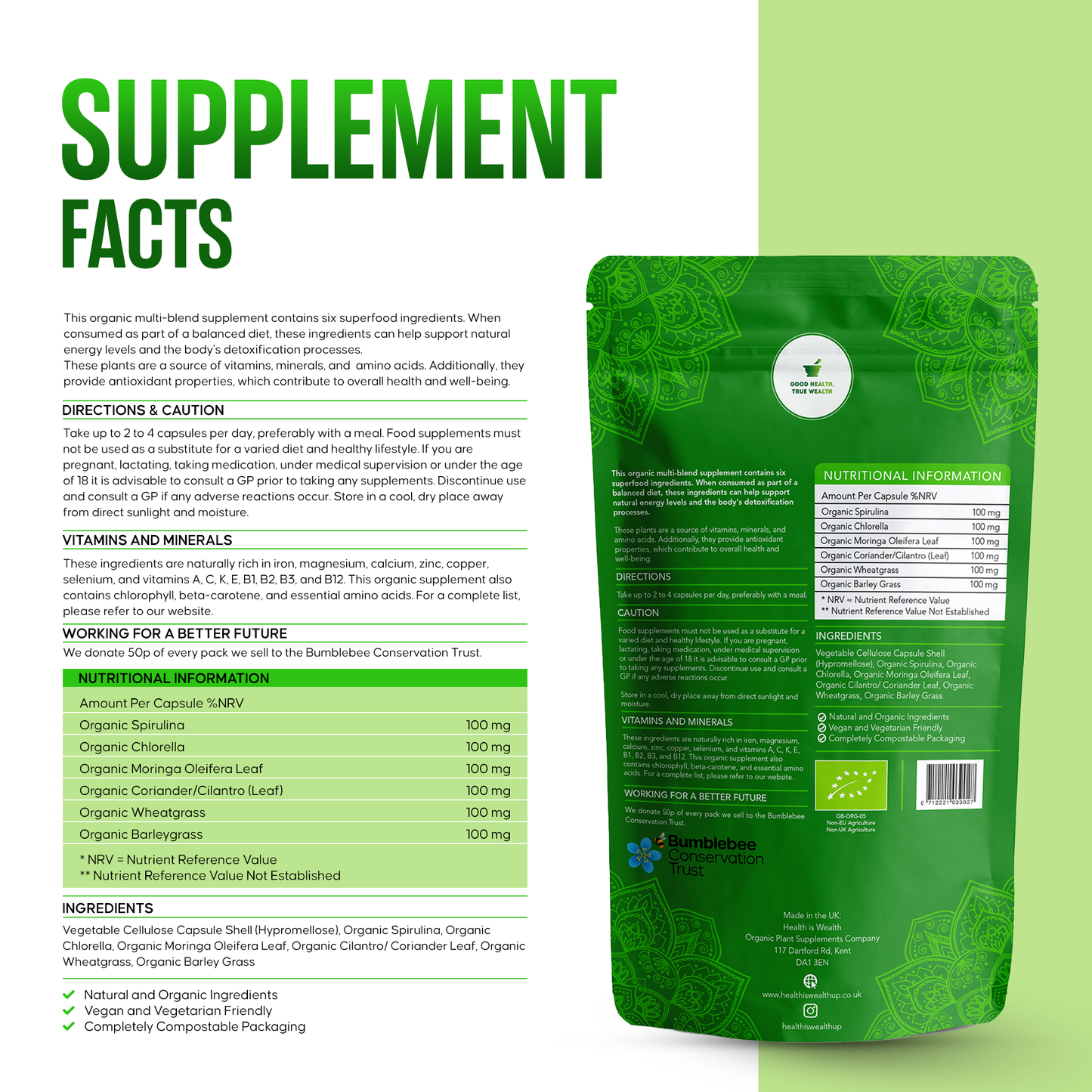 
                  
                    Vitality Green Blend Capsules - Organic Energy Greens
                  
                